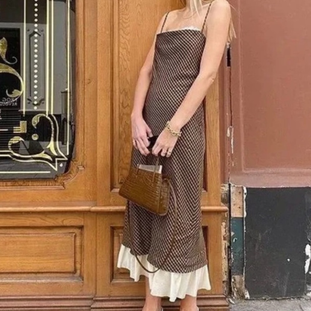 ANTONIO MELANI Brown and Cream Dress - Picture 2 of 12
